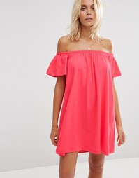 Платье мини с открытыми плечами ASOS - Розовый