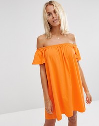 Платье мини с открытыми плечами ASOS - Оранжевый