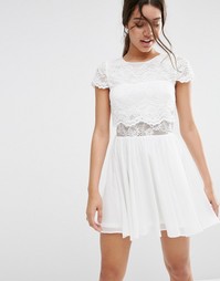 Платье мини с укороченным кружевным лифом ASOS - Белый