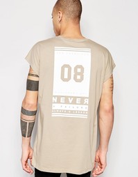 Oversize-футболка с цифровым принтом сзади ASOS - Серебристо-бежевый