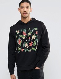 Худи с цветочным принтом ASOS - Черный
