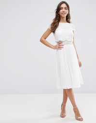 Платье миди с укороченным кружевным топом ASOS - Белый