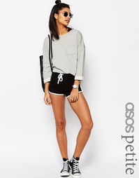 Базовые хлопковые шорты с контрастным кантом ASOS PETITE - Черный