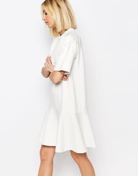 Трикотажное платье с заниженной талией ADPT - Белый