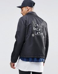 Черная тренерская куртка с принтом ASOS - Черный