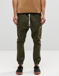 ASOS Drop Crotch Cargo Joggers In Khaki - Хаки