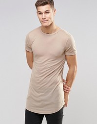 Длинная эластичная футболка в мелкий рубчик ASOS - Blonde