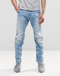 Светлые зауженные джинсы с потертостями G Star Arc 3D - Синий