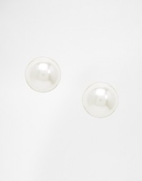 Серьги-гвоздики с искусственным жемчугом Pieces Hogan Medio - Серый