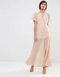Платье макси с рукавами-бабочка Vero Moda - Розовая пыль