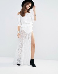 Кружевная юбка макси с трусиками Boohoo - Белый