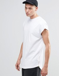 Белая oversize-футболка без рукавов с асимметричным краем и молниями п Asos