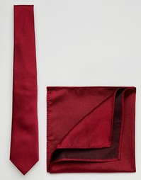 Свадебный шелковый галстук и платок‑паше бордового цвета ASOS