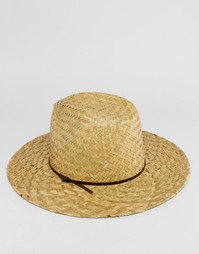Соломенная шляпа с кожаной тесьмой Catarzi - Бежевый