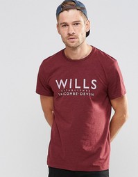 Бордовая футболка классического кроя с принтом Jack Wills - Сливовый