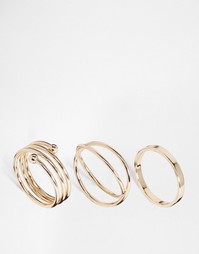 Комплект из 3 колец ASOS - Золотой