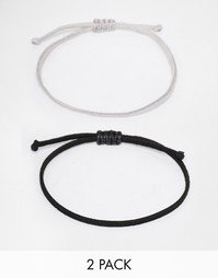 Набор плетеных браслетов (черный/серый) ASOS - Черный
