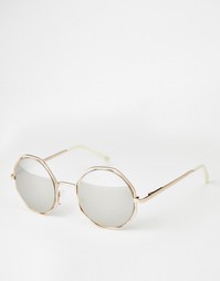 Круглые солнцезащитные очки в металлической оправе ASOS - Золотой