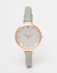 Часы с серым ремешком в корпусе цвета розового золота ASOS - Серый