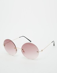 Круглые солнцезащитные очки без оправы ASOS - Розовое золото