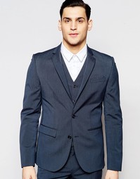 Синий эластичный пиджак кроя слим ASOS - Синий