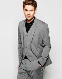 Серый эластичный пиджак кроя слим ASOS - Серый