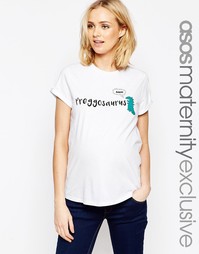 Футболка для беременных с надписью Preggosaurus ASOS Maternity - Белый