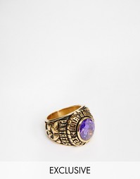 Кольцо в университетском стиле с фиолетовым камнем Reclaimed Vintage