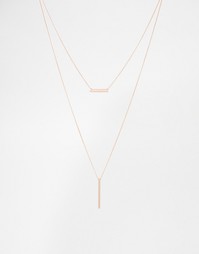 Многоярусное ожерелье с подвесками‑планками ASOS - Розовое золото
