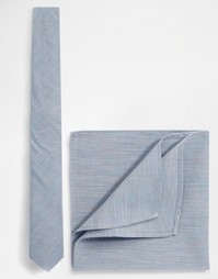 Галстук и платок для нагрудного кармана ASOS - Скидка 21% - Синий