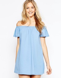Платье мини с открытыми плечами ASOS - Бледно-синий
