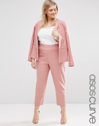 Льняные укороченные брюки ASOS CURVE - Розовый