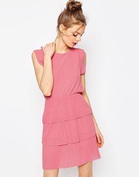 Плиссированное платье мини ASOS - Розовый