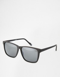 Квадратные солнцезащитные очки в черной прорезиненной оправе с плоским Asos