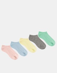 Набор из 5 пар носков пастельных цветов для кроссовок ASOS - Мульти