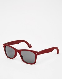 Солнцезащитные очки в квадратной бордовой оправе с резиновым покрытием Asos