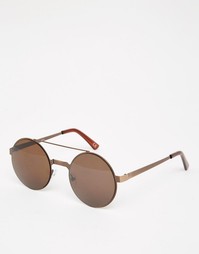 Круглые солнцезащитные очки с оправой из коричневого металла ASOS