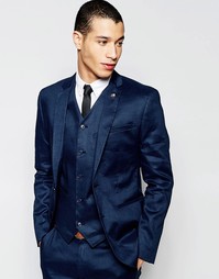 Зауженный льняной пиджак ASOS - Темно-синий