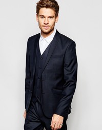 Темно-синий узки пиджак из 100% шерсти ASOS - Темно-синий