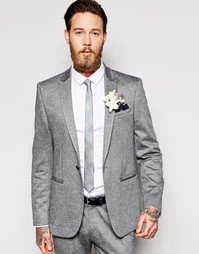 Серый пиджак зауженного кроя в крапинку ASOS Wedding - Серый