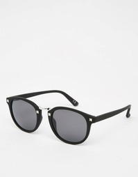 Круглые солнцезащитные очки в черной матовой оправе с металлическими з Asos
