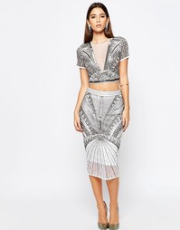 Декорированная юбка‑карандаш ASOS NIGHT Co-ord - Серебряный