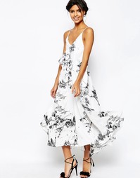 Платье миди с цветочным принтом ASOS - Черно-белый