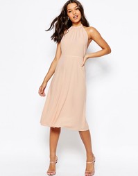 Платье миди с открытой спиной ASOS - Сумеречно-розовый