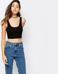 Укороченный топ в рубчик ASOS - Черный