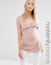 Трикотажный топ с рюшами по кромке Bluebelle Maternity - Розовый