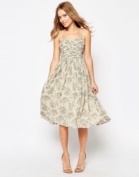 Платье миди со сборками и принтом ASOS WEDDING - Принт