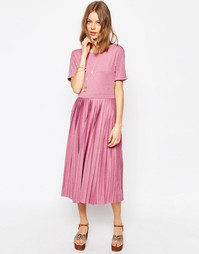 Платье миди со складками ASOS - Розовый