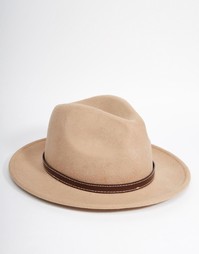 Фетровая шляпа с лентой из искусственной кожи ASOS - Stone