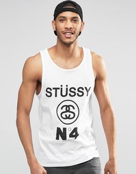 Майка c цифрой 4 Stussy - Белый